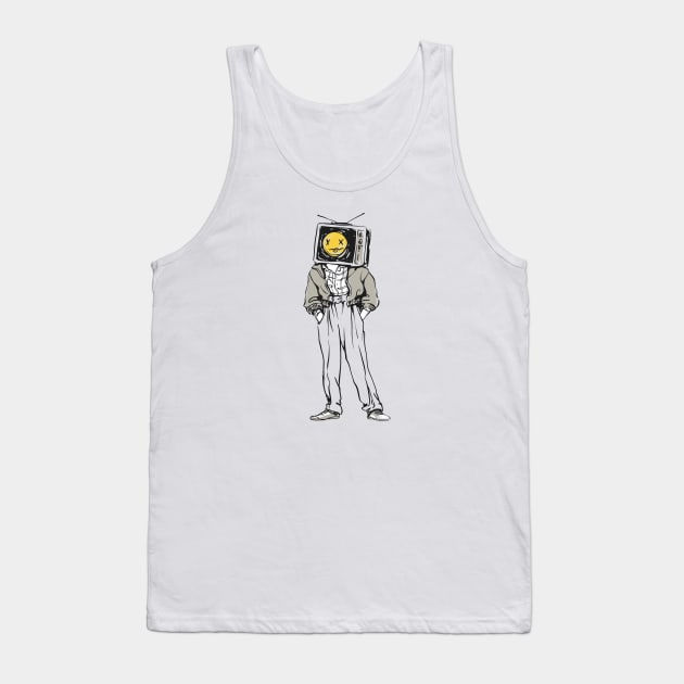 TV Head // Retro Television Illustration Tank Top by SLAG_Creative